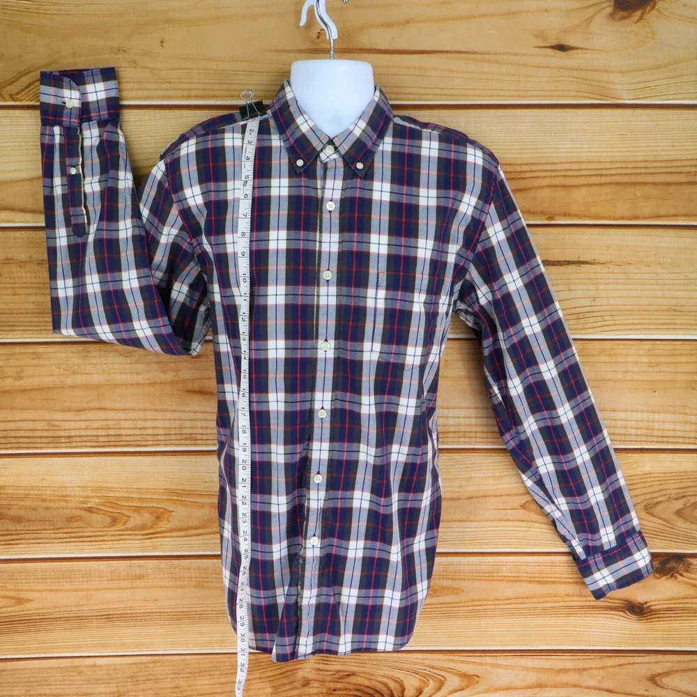 J. Crew Dress Shirt Tailored Fit Mens Size L Multicolor Plaid Button Down Collar